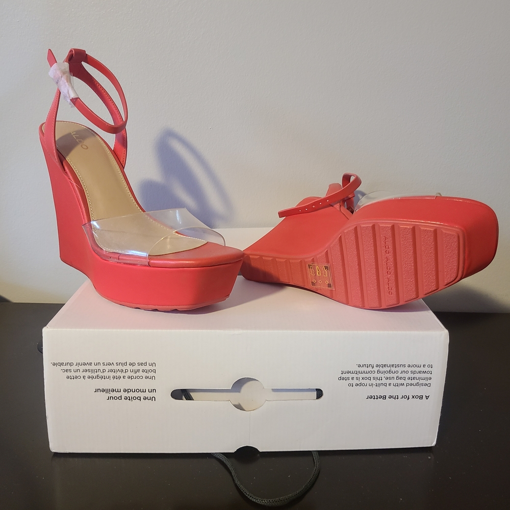 Elegant Red Wedge Sandals